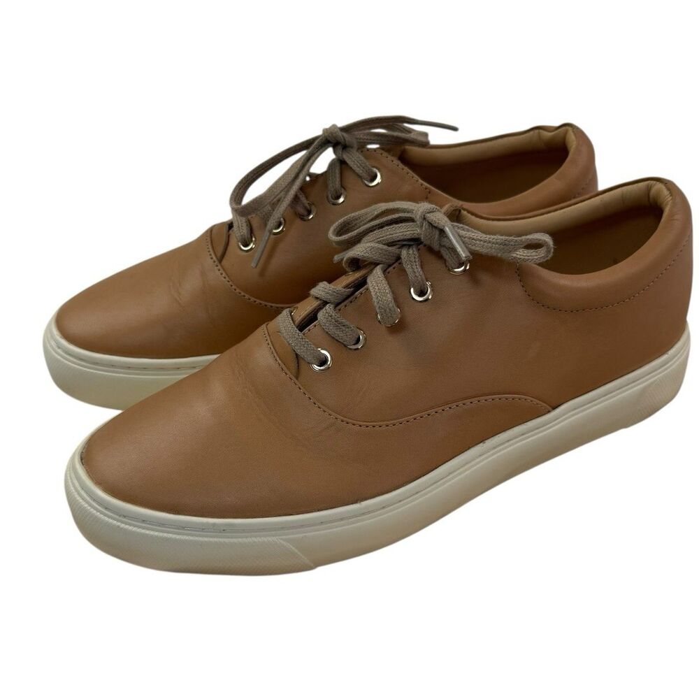 Nisolo Elayna Leather Lace Up Tan Sneakers Woman Size 9 Tennis Shoes